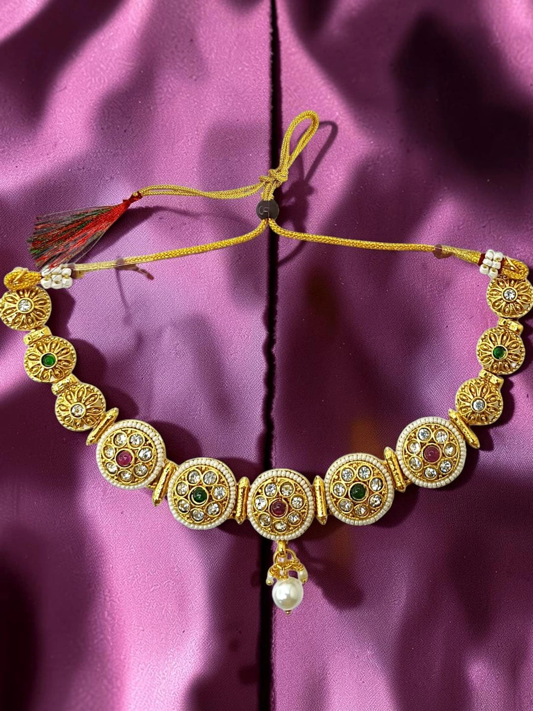 Gold Plated CZ Classic Choker Set For Women and Girls