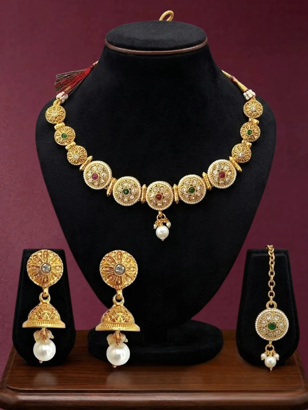 Gold Plated CZ Classic Choker Set For Women and Girls