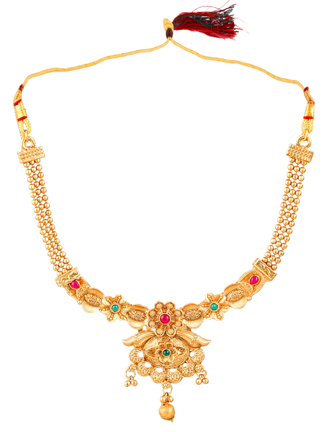 Delicate Matte Gold Plated Cz Stone Necklace Set