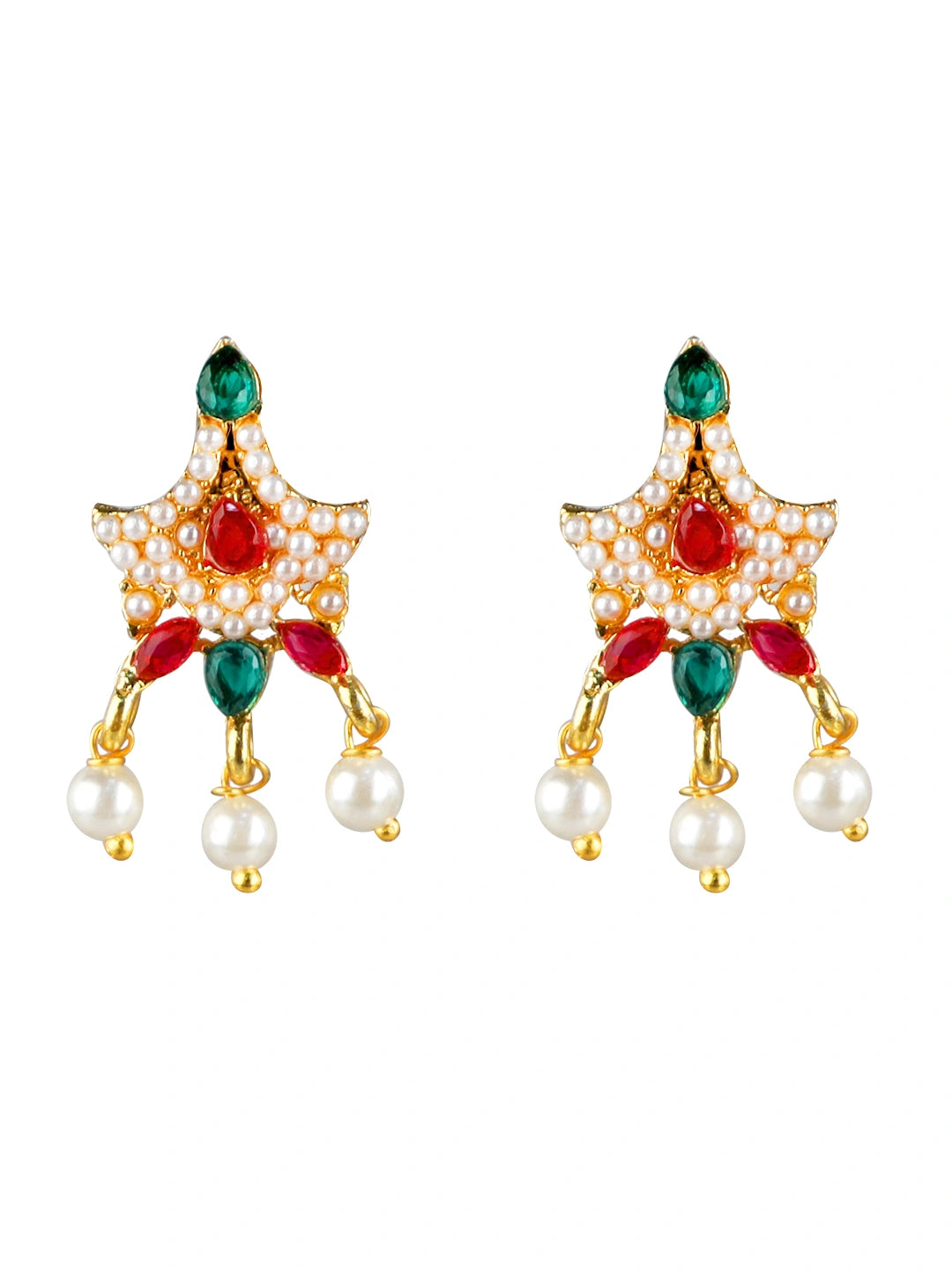 Jaipuri Style Pearl Cz Long Necklace Set