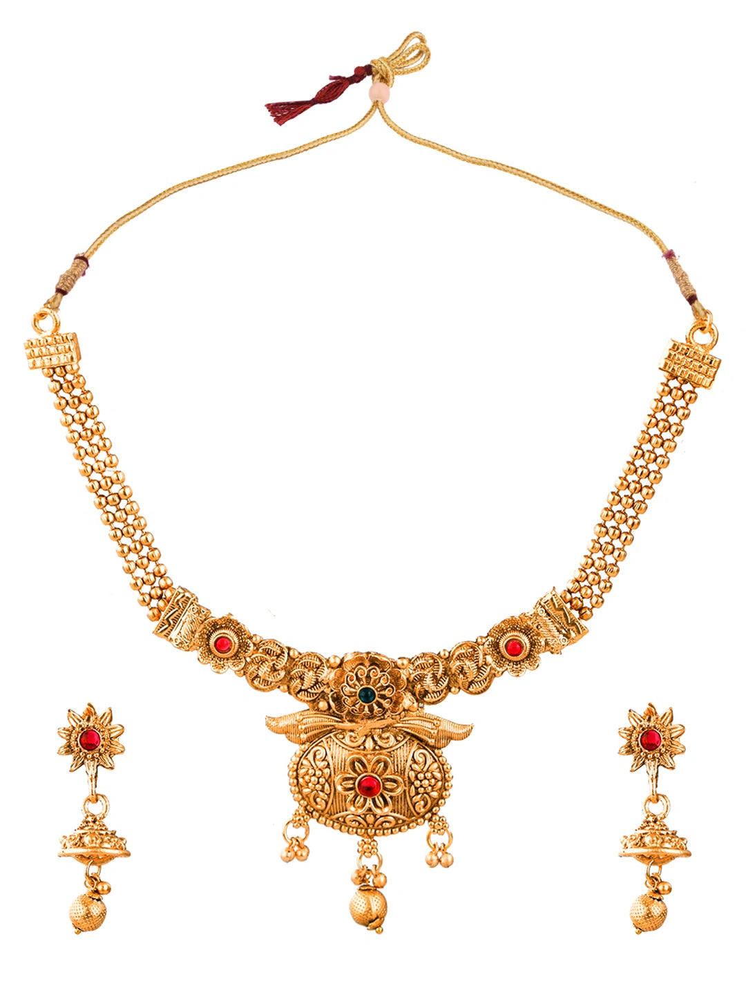 Gold Plated Traditional Cz Stone Necklace Set