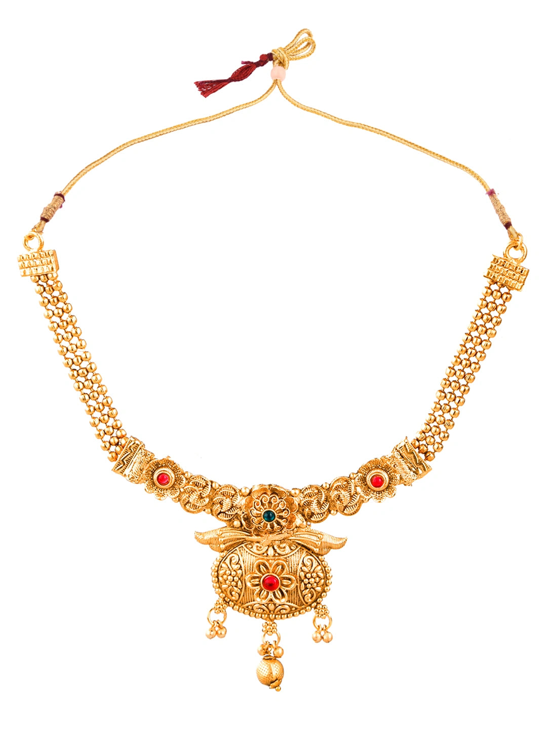 Gold Plated Traditional Cz Stone Necklace Set