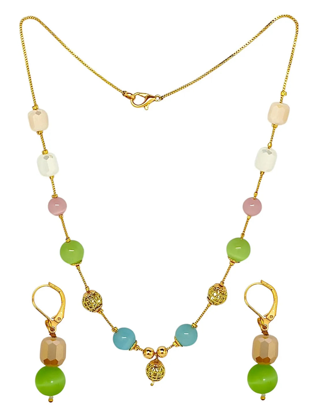 Golden Chain Multicolor Beaded Jewellery Set