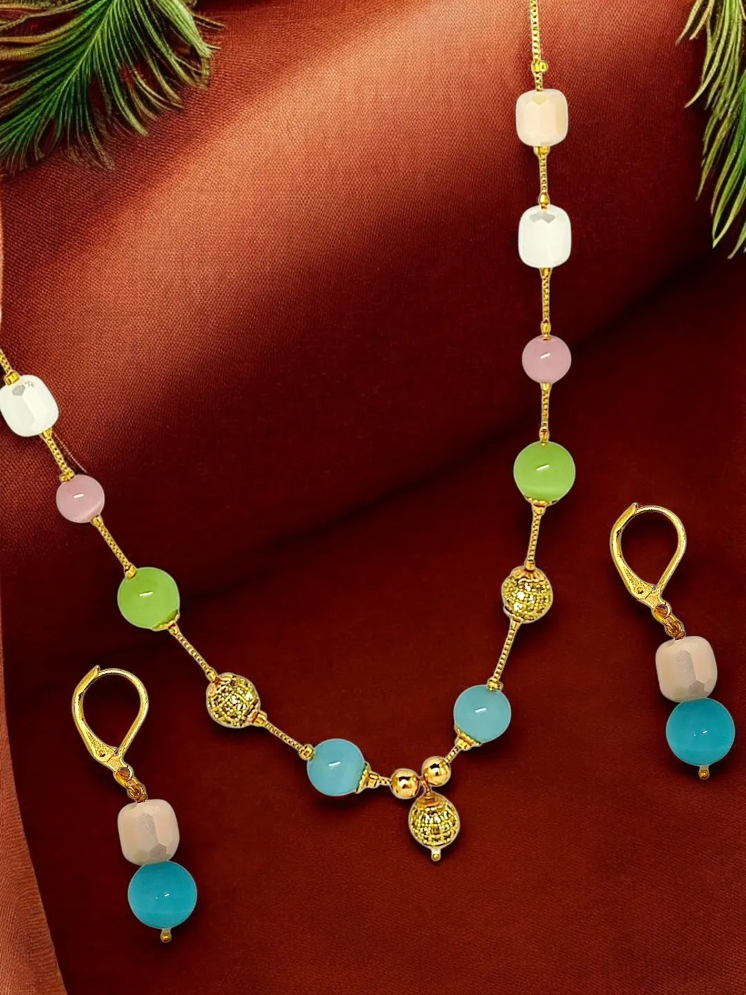 Golden Chain Multicolor Beaded Necklace