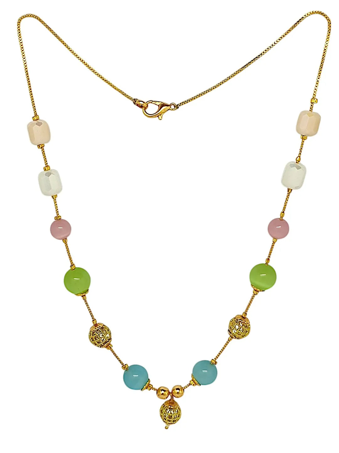 Golden Chain Multicolor Beaded Necklace