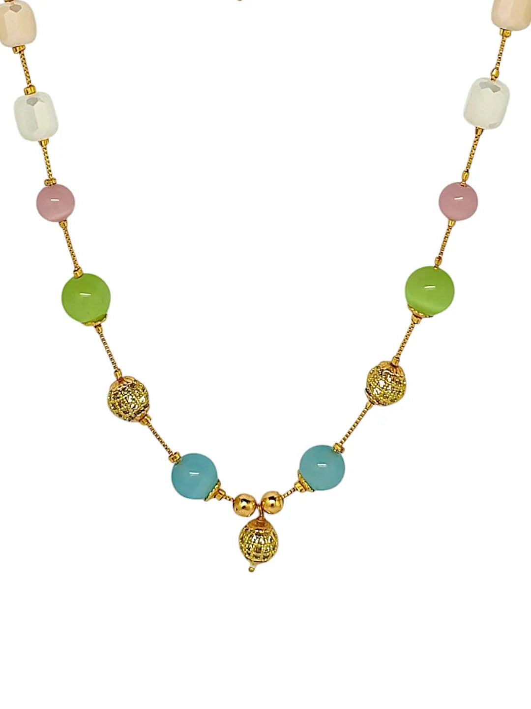 Golden Chain Multicolor Beaded Necklace