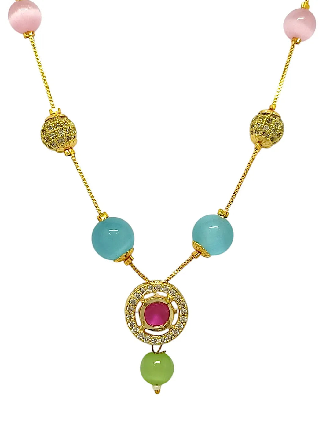 Golden Chain with Multicolor Beaded Necklace