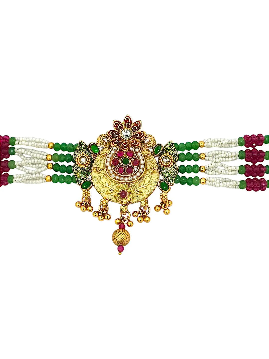 Gold-Plated Floral Motifs Chokar Jewellery Set