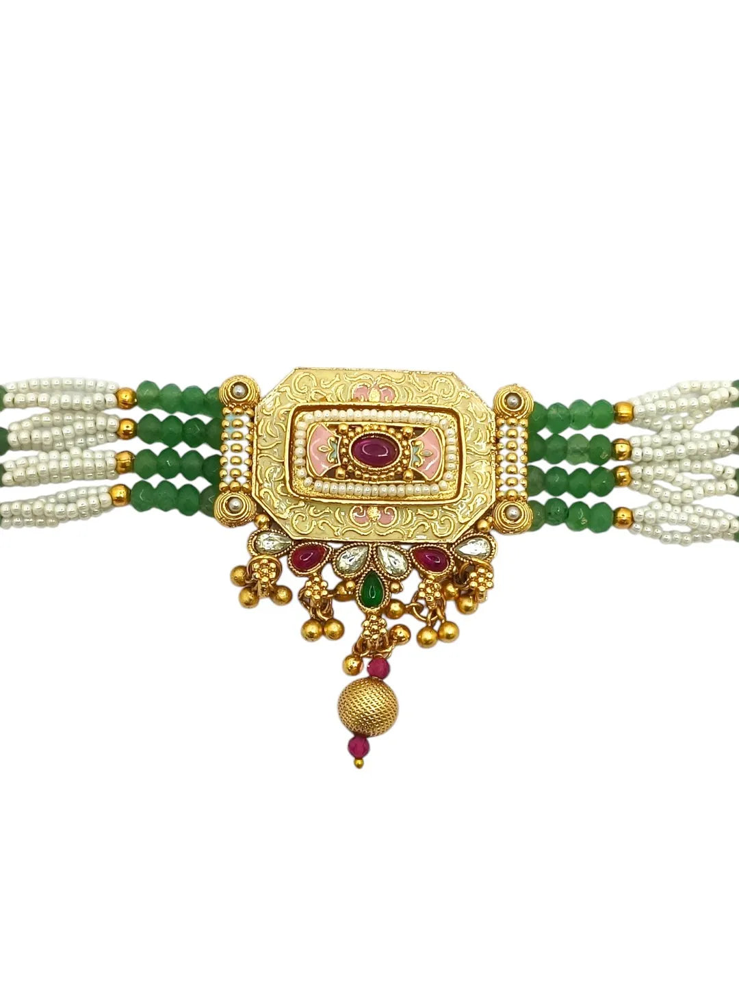Gold-Plated Floral Motif Chokar Jewellery Set