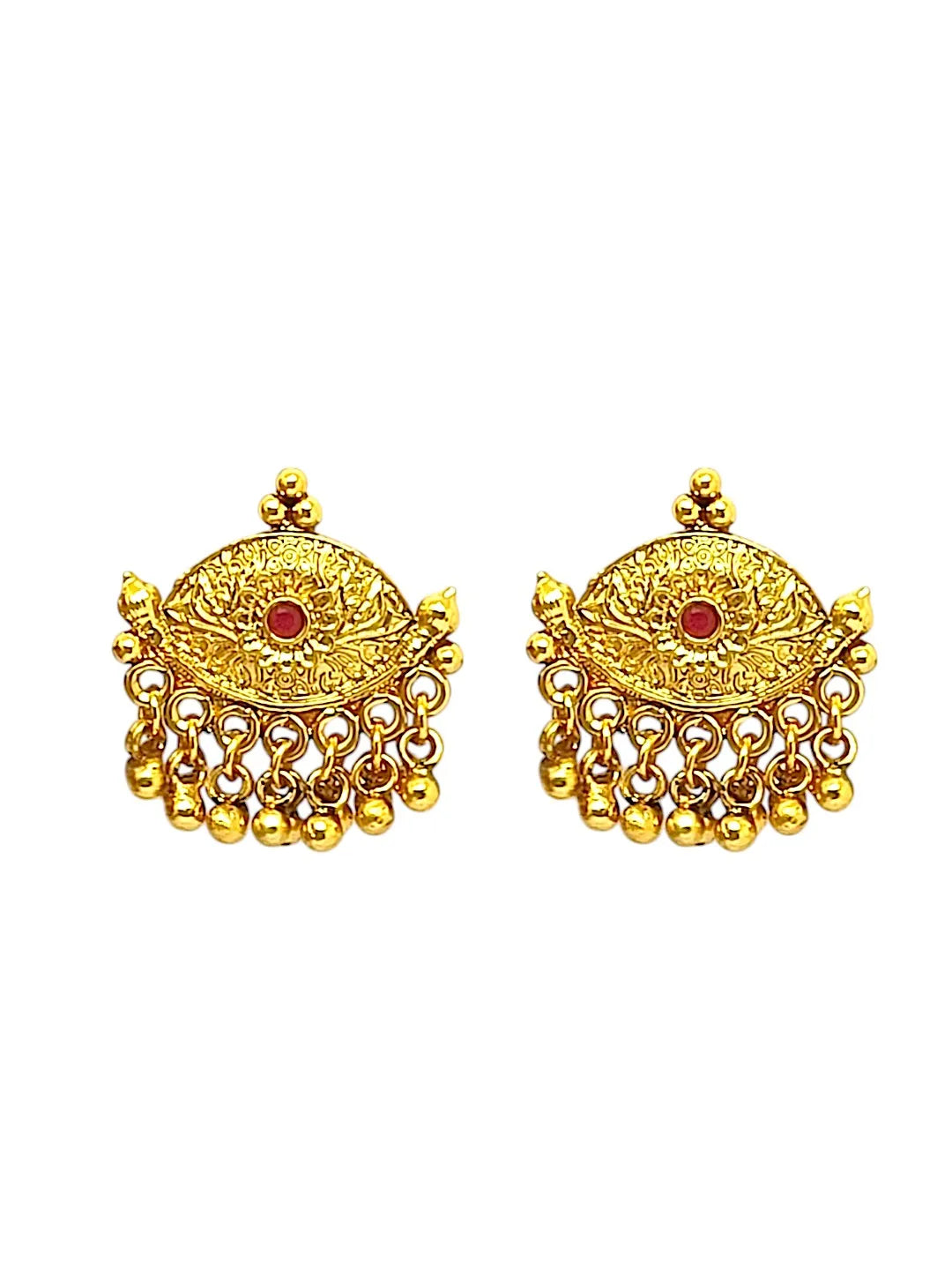 Gold Plated Stones Studded Temple Jewellery Set