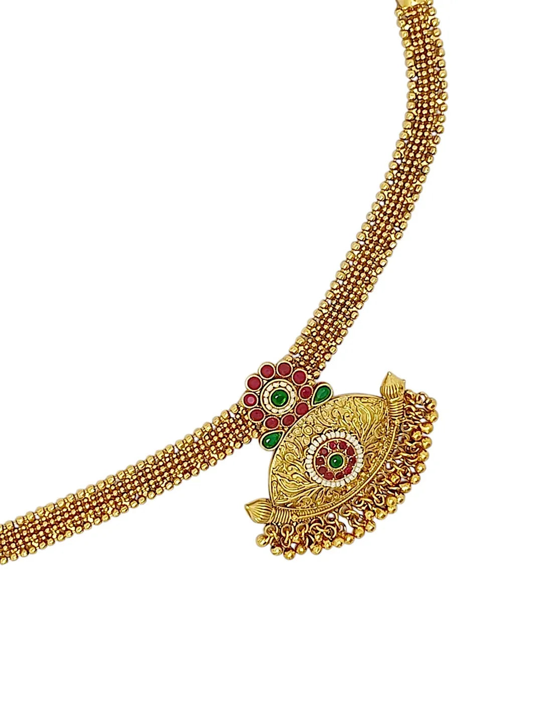 Gold Plated Stones Studded Temple Jewellery Set