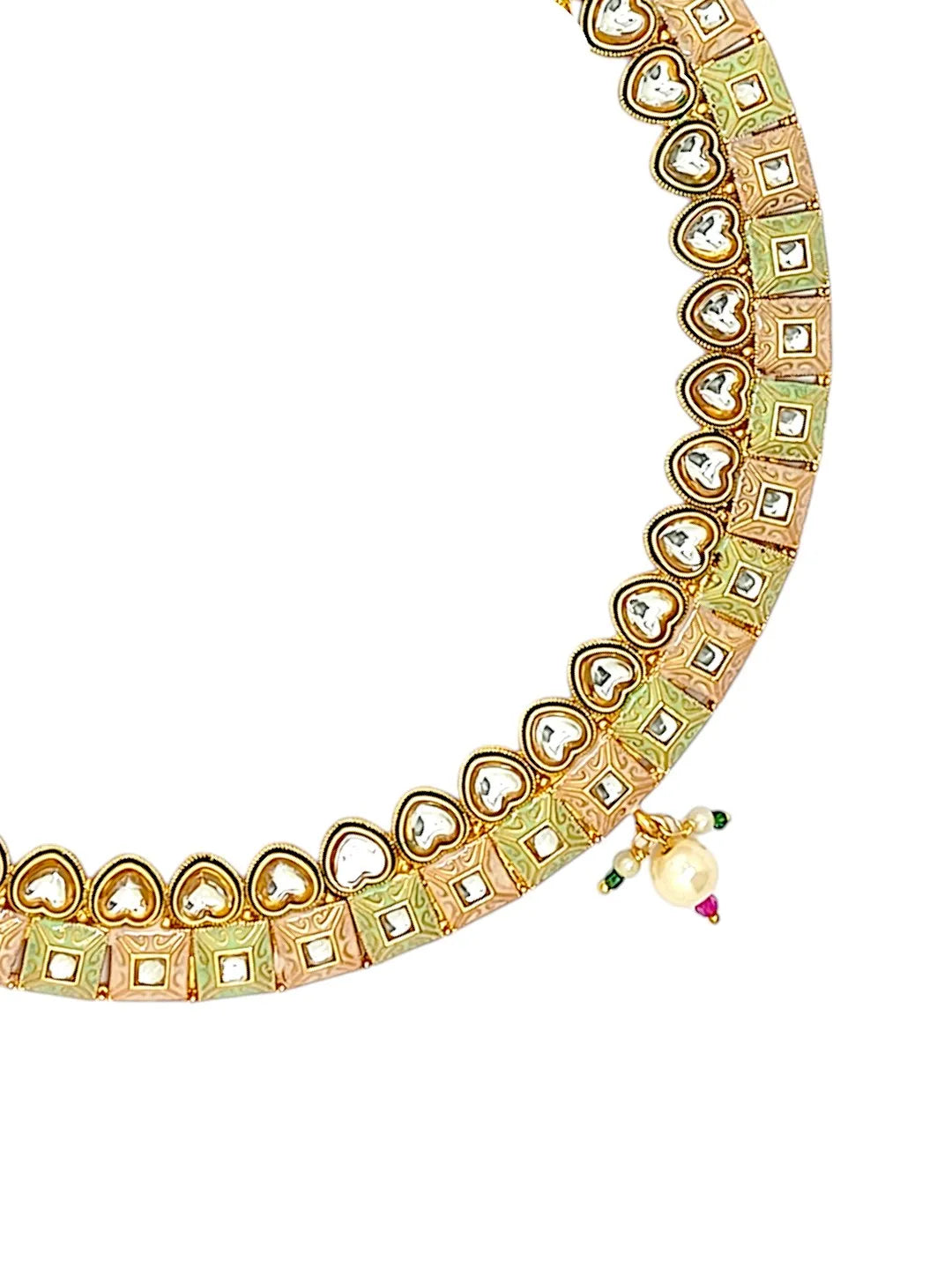Gold-Plated Kundan-Studded & Beaded Meenakari Jewellery Set