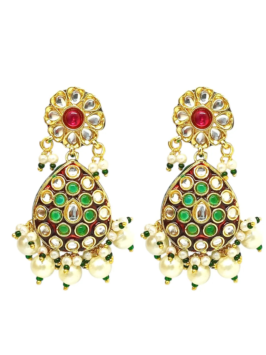 Gold-Plated Kundan-Studded & Beaded Jadau Jewellery Set