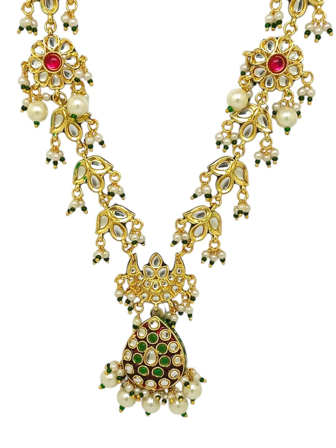 Gold-Plated Kundan-Studded & Beaded Jadau Jewellery Set