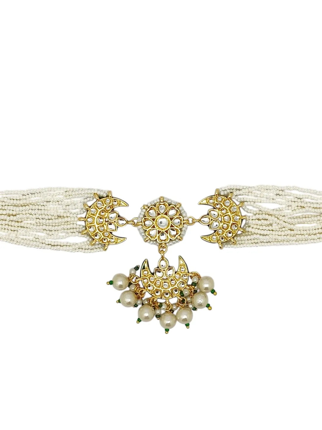 Gold-Plated Paachi Kundan-Studded & Beaded Choker Jewellery Set