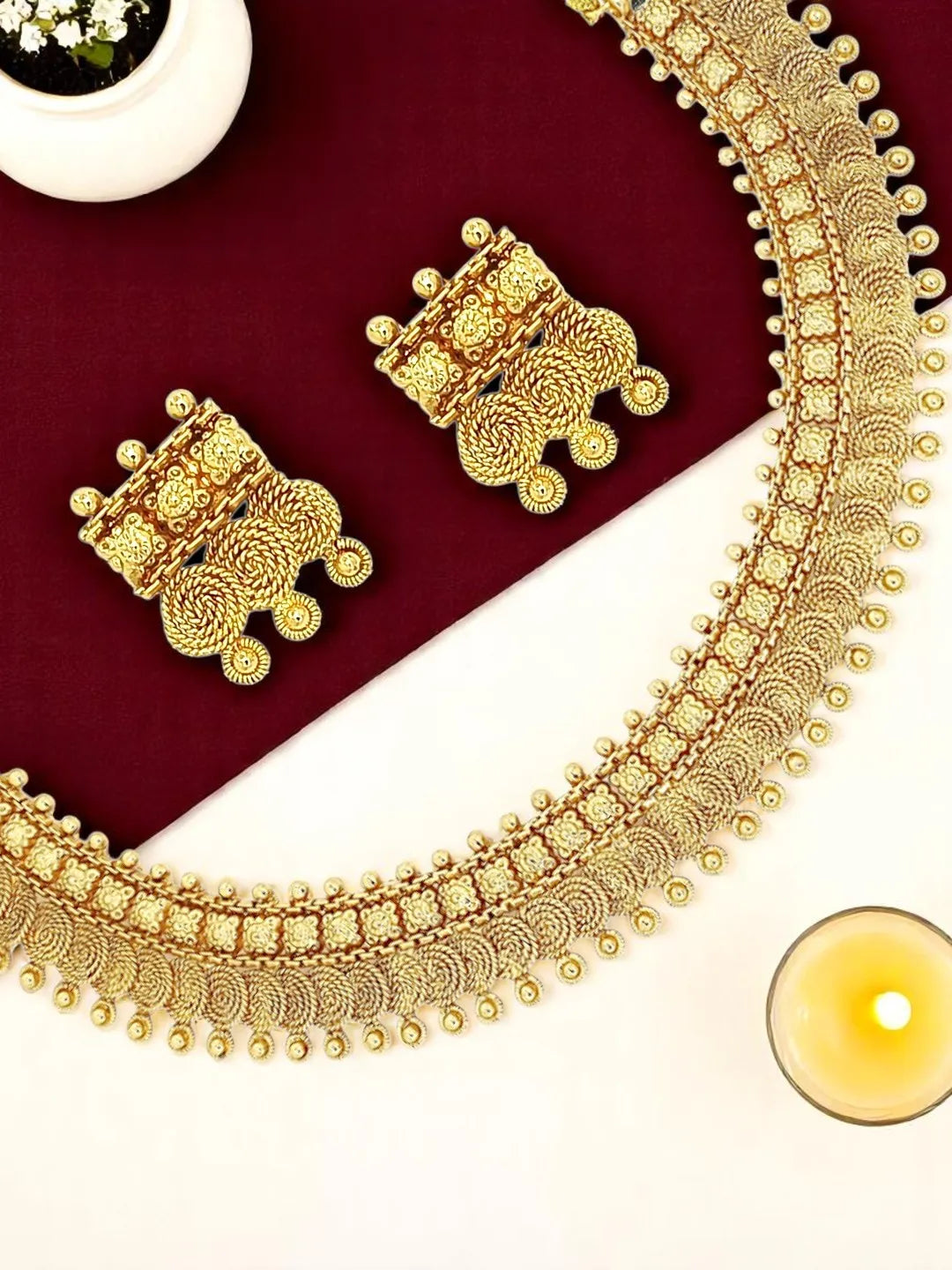Gold- Plated South Indian Jewellery Set