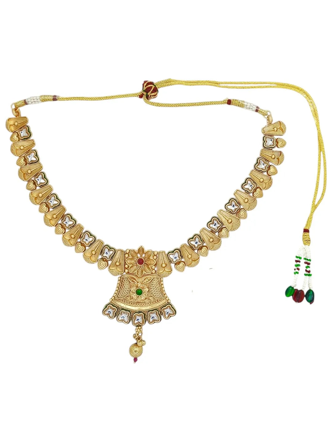 Gold Plated Rajwadi Matte Finish Necklace Set