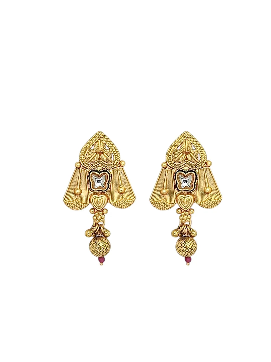 Gold Plated Rajwadi Matte Finish Necklace Set
