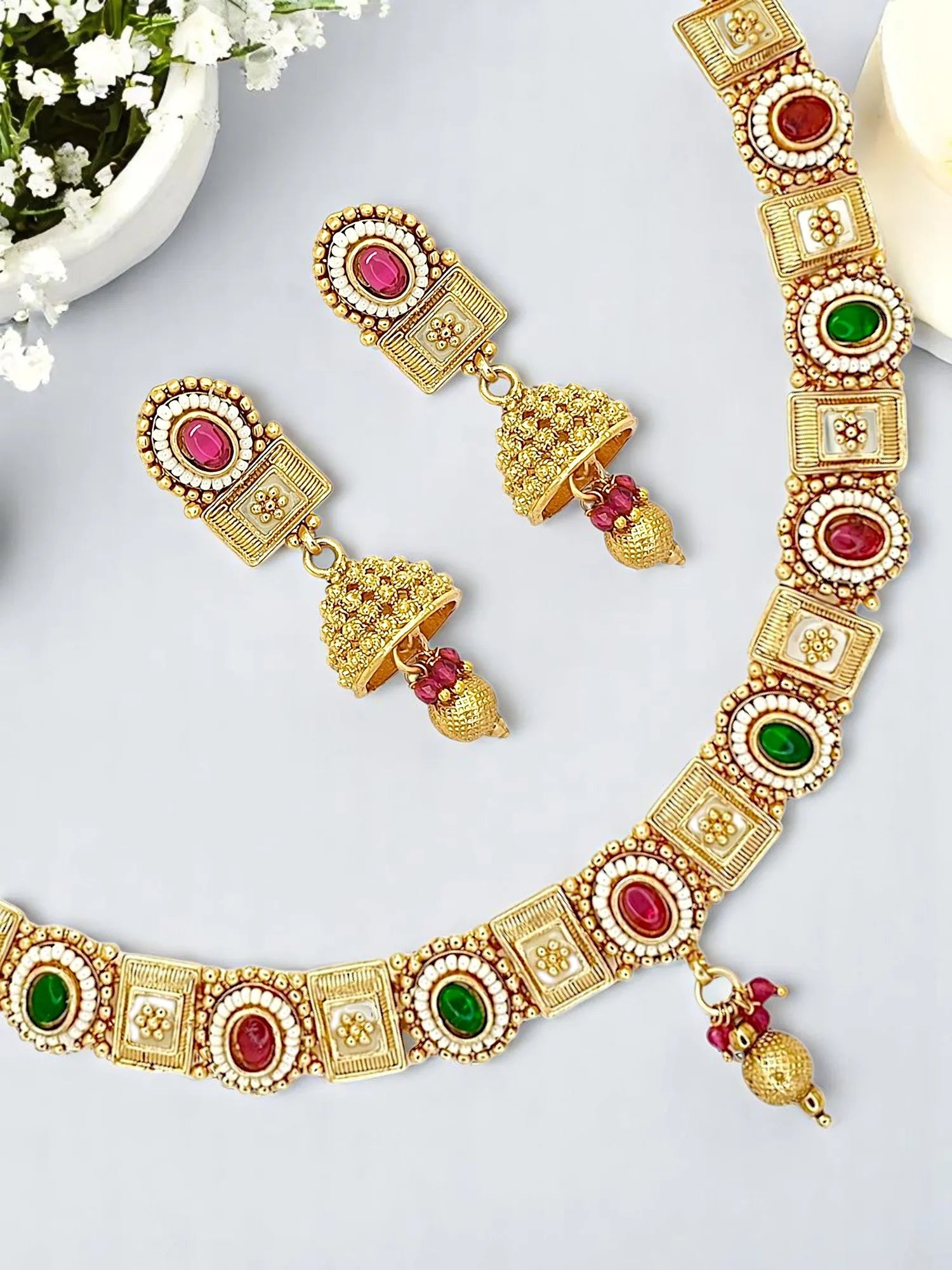 Gold Plated Meenakari Necklace Set