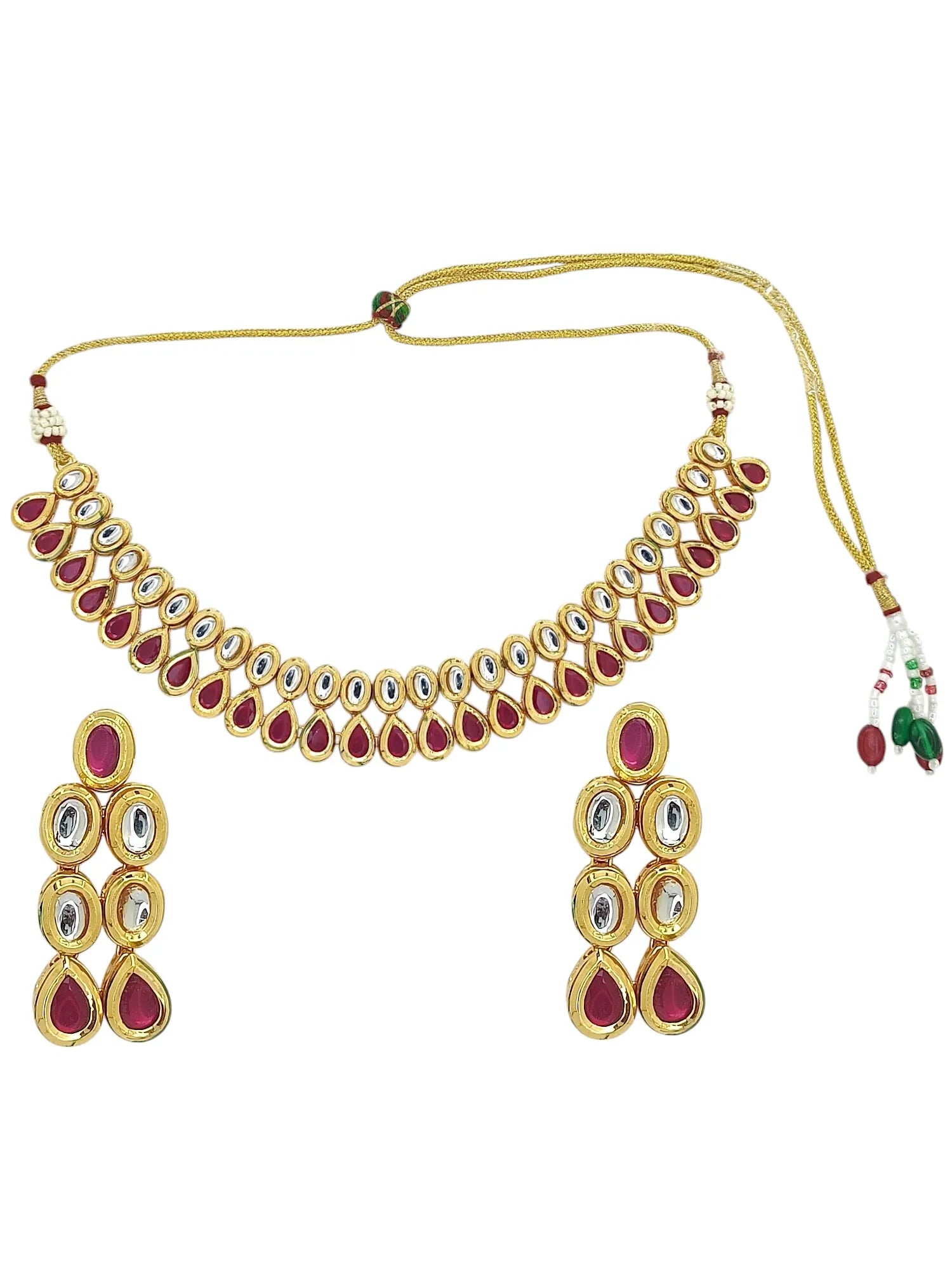 Gold-Plated Kundan Stone-Studded Jewellery Set