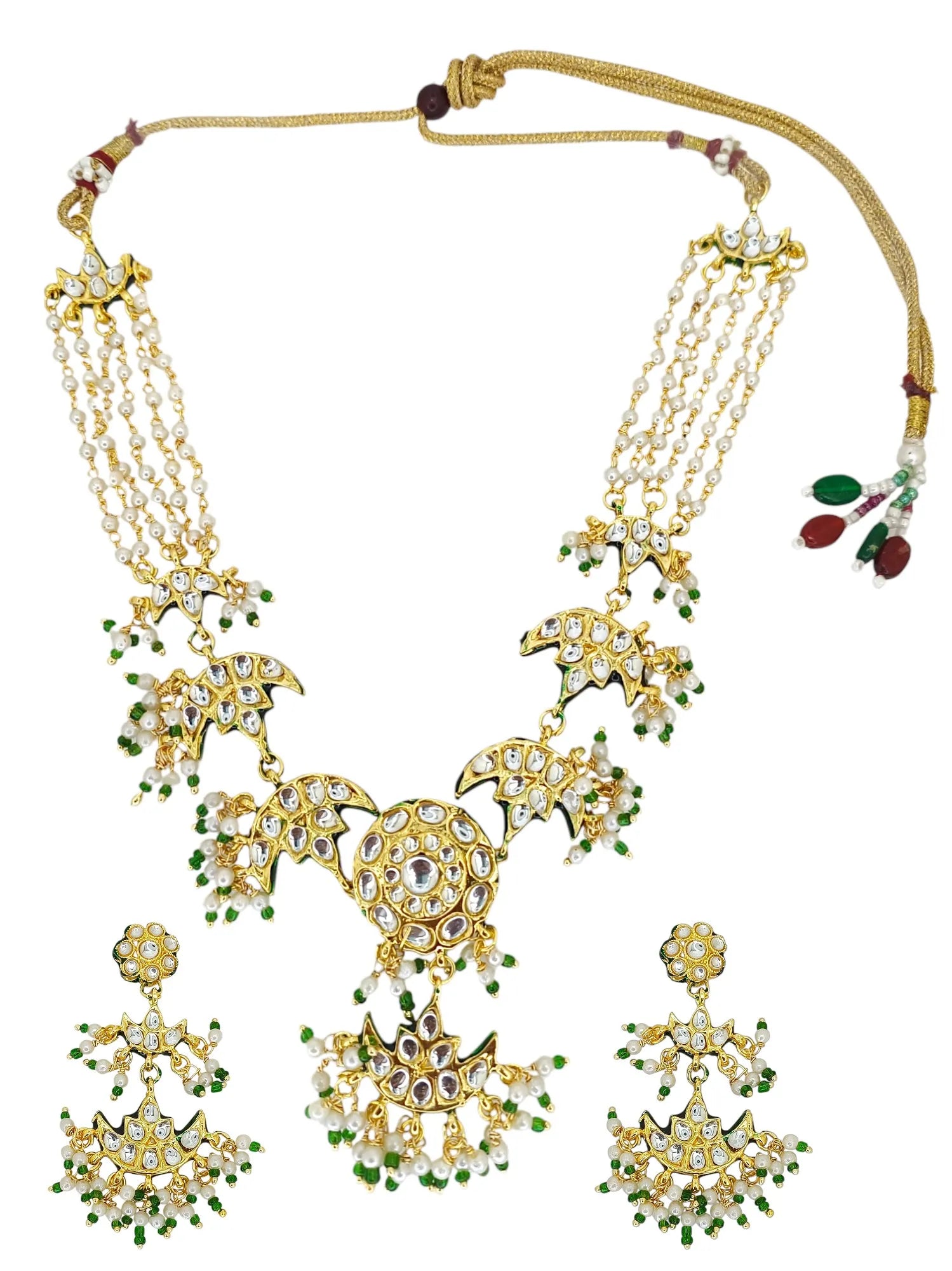Gold Plated Kundan Studded Chandrika Long Necklace Set