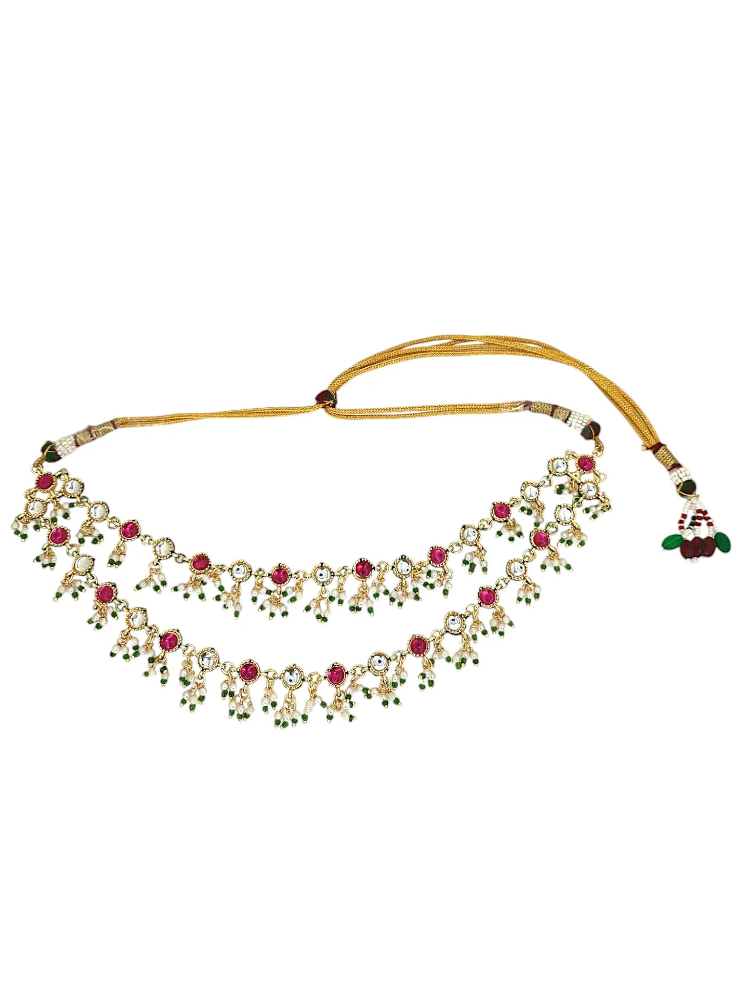 Gold Plated Multicolor Stone Studded Layered Necklace Set