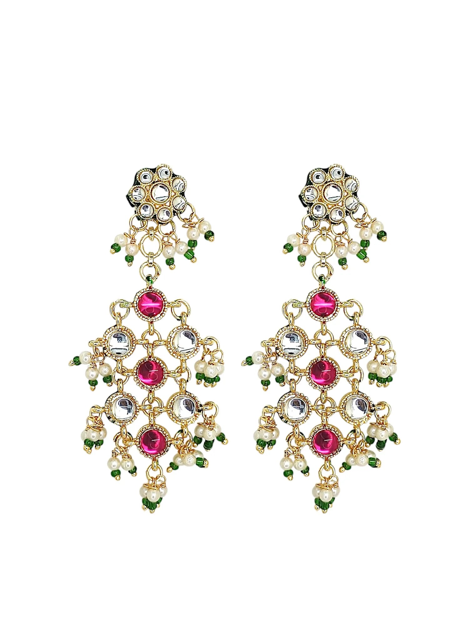 Gold Plated Multicolor Stone Studded Layered Necklace Set