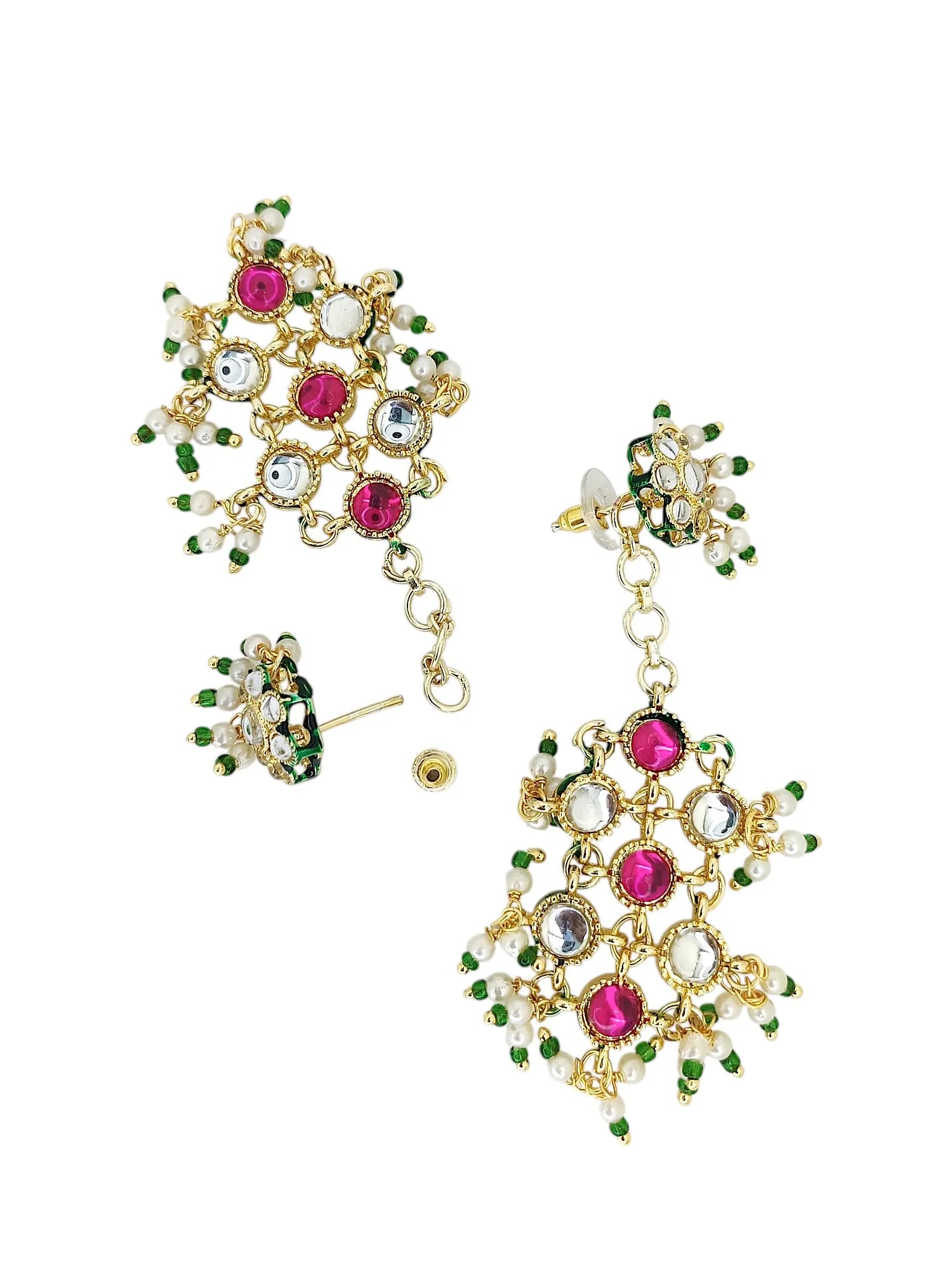 Gold Plated Multicolor Stone Studded Layered Necklace Set