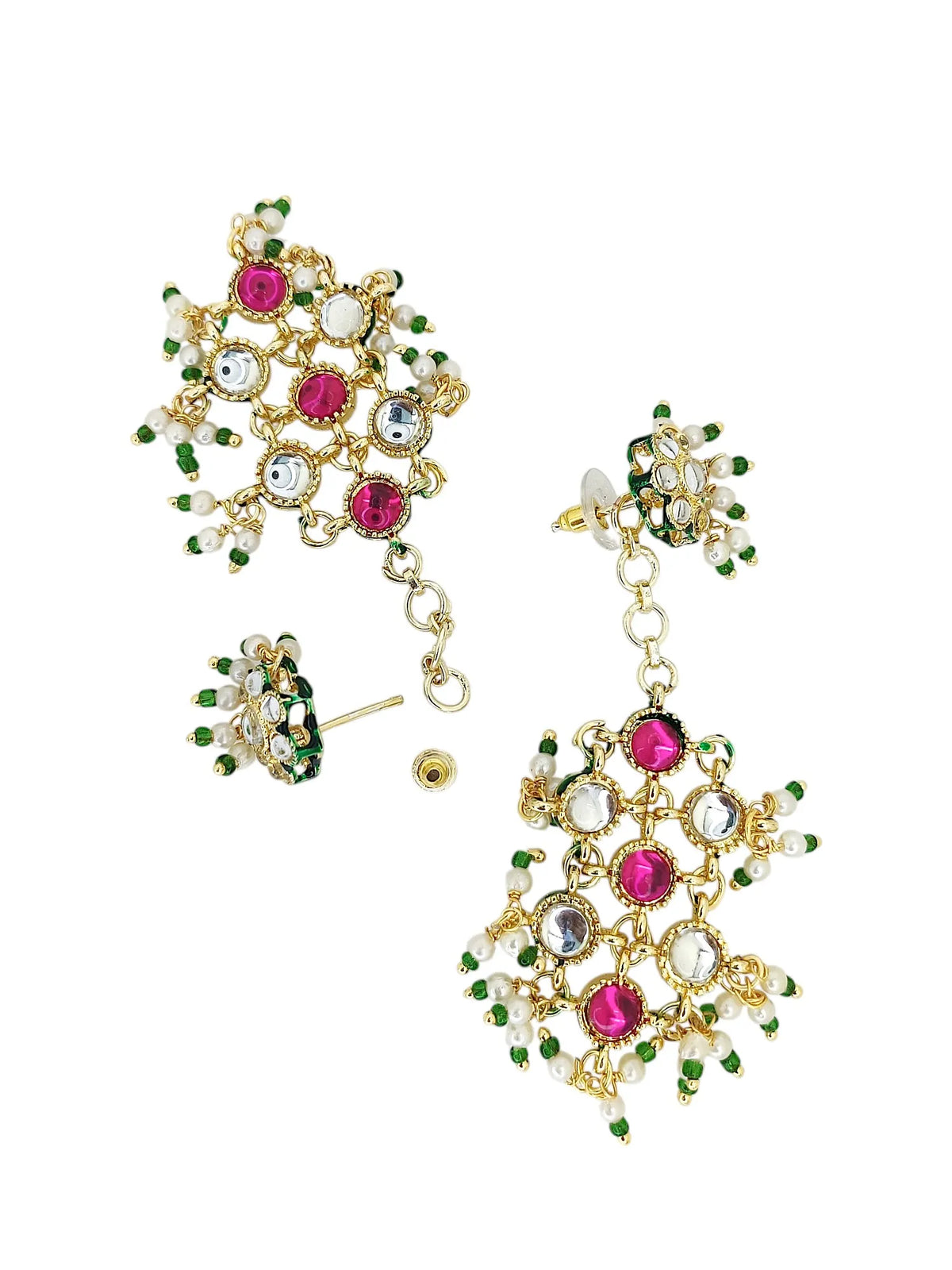Gold Plated Multicolor Stone Studded Layered Necklace Set