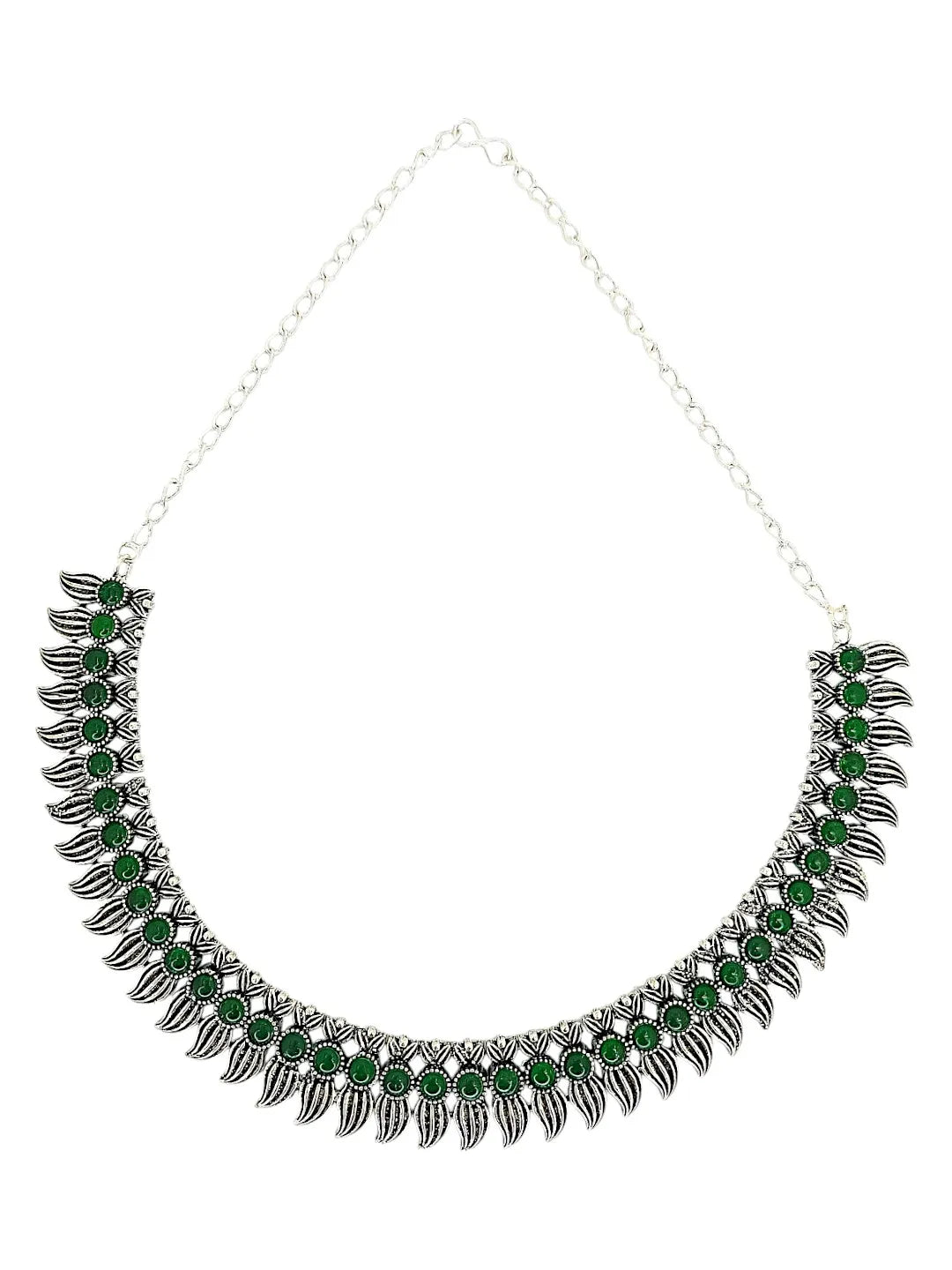 Silver-Plated Stone Studded & Beaded Jewellery Set