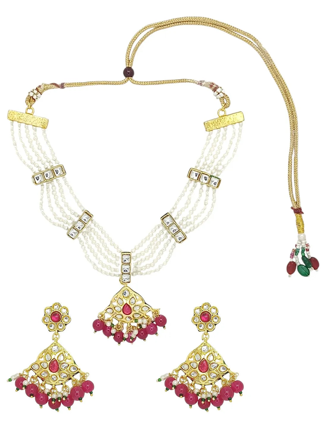 Women Gold-Plated Stone Studded & Beaded Jewellery Set