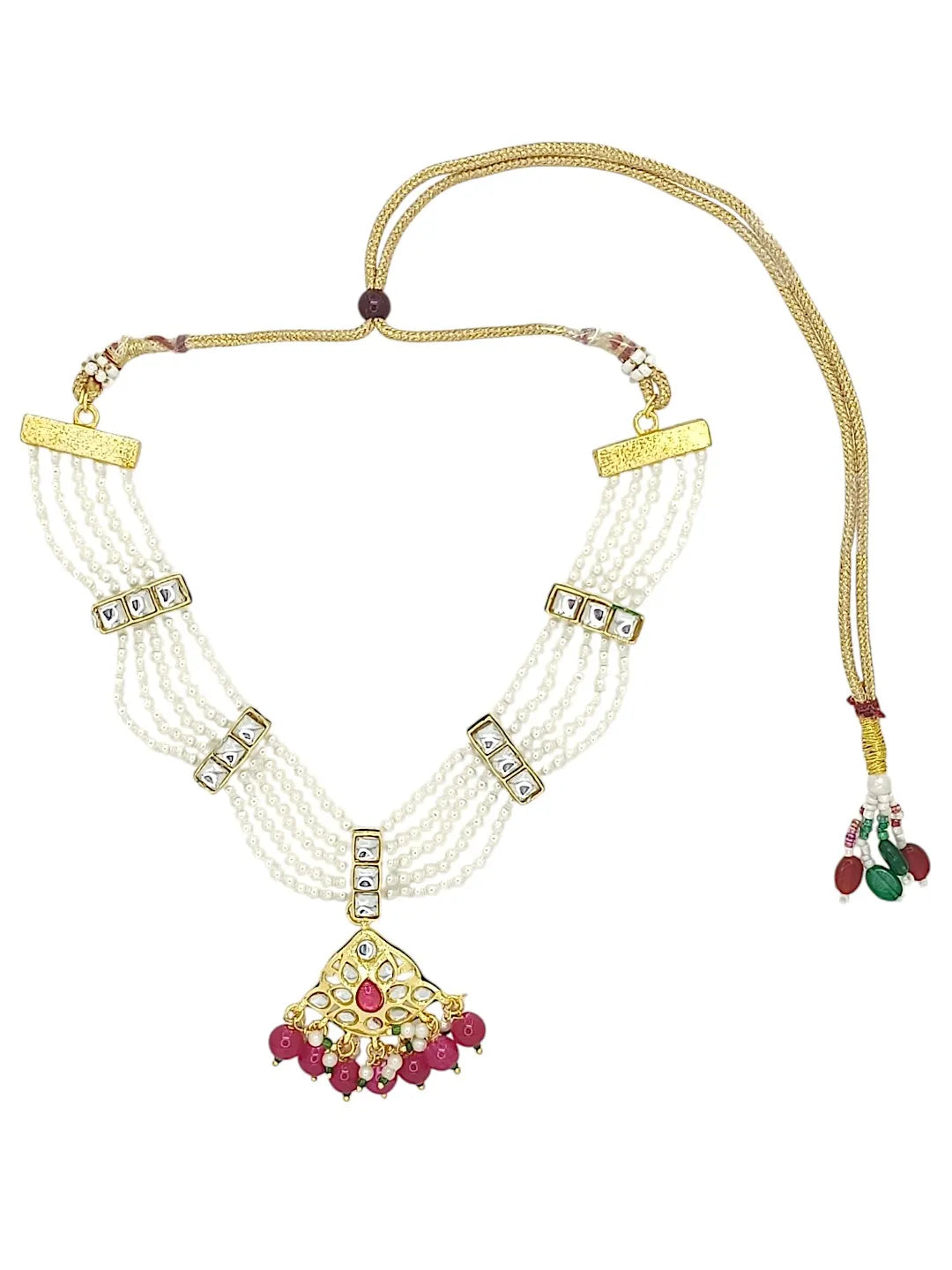 Women Gold-Plated Stone Studded & Beaded Jewellery Set