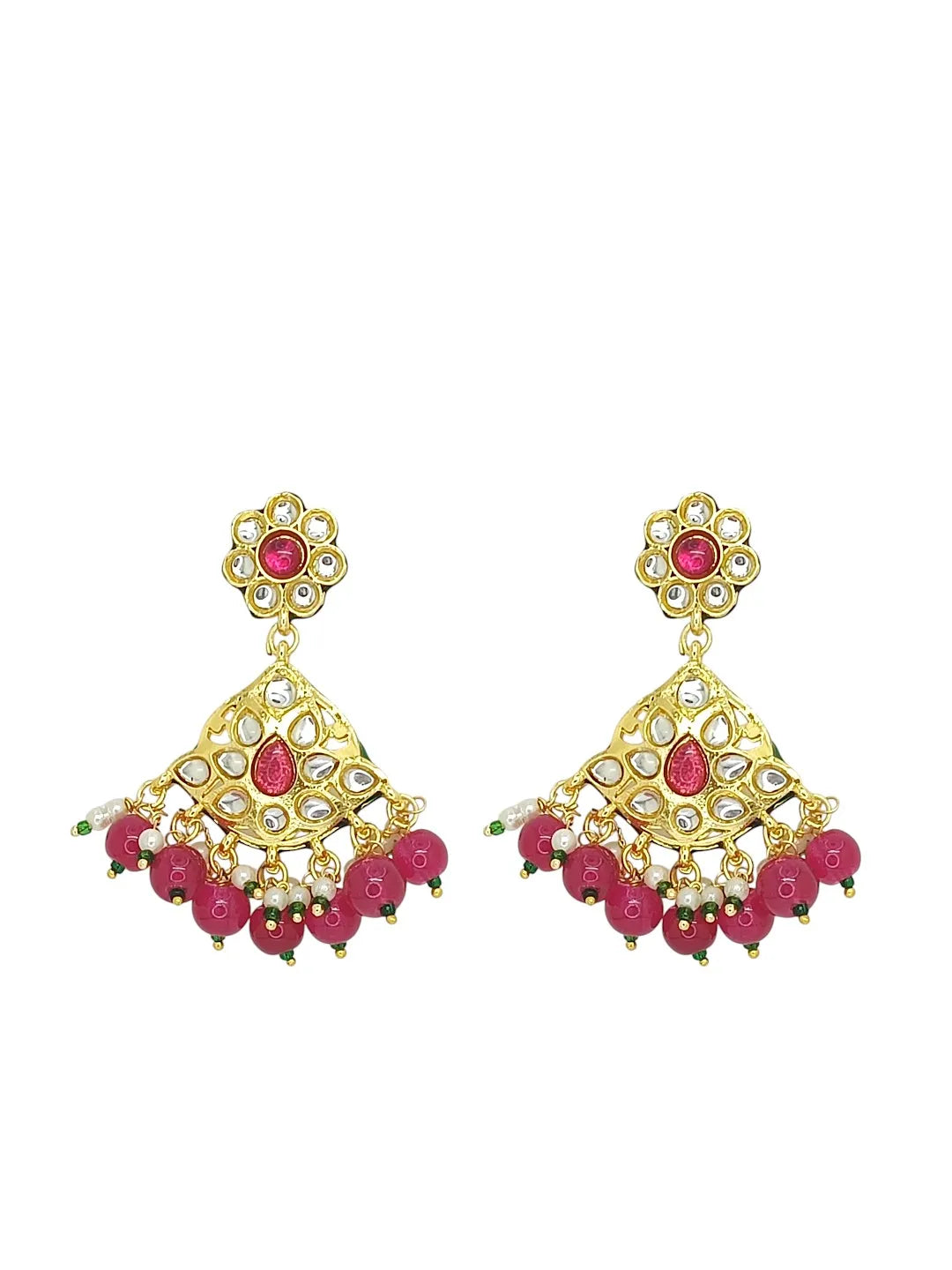 Women Gold-Plated Stone Studded & Beaded Jewellery Set