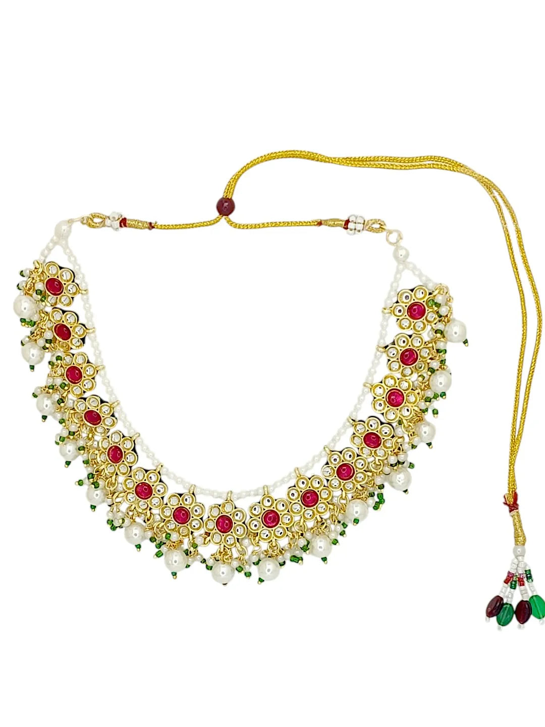 Gold-Plated Kundan Stone Studded & Beaded Jewellery Set