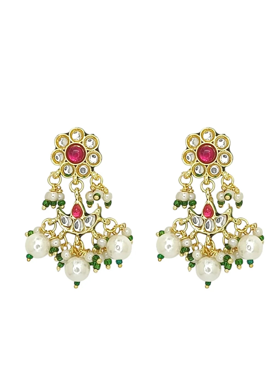 Gold-Plated Kundan Stone Studded & Beaded Jewellery Set