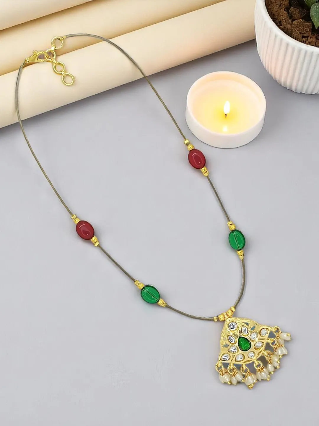 Gold-Plated Stone Studdded Necklace