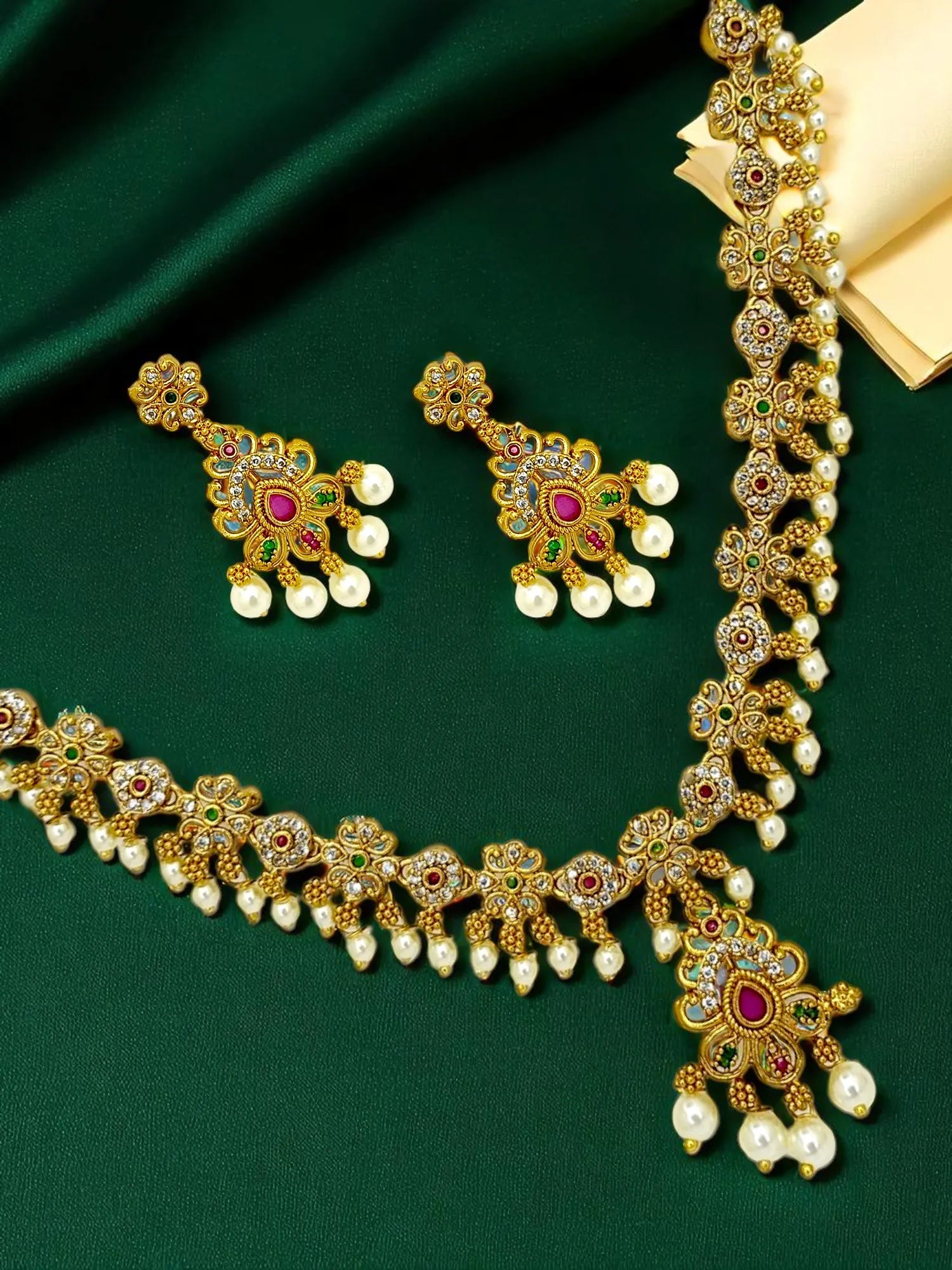Gold-Plated Meenakari Jewellery Set