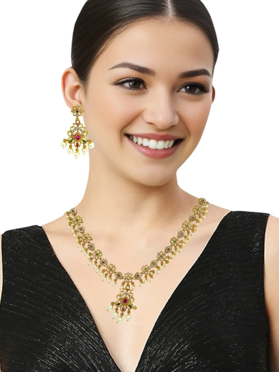 Gold-Plated Meenakari Jewellery Set