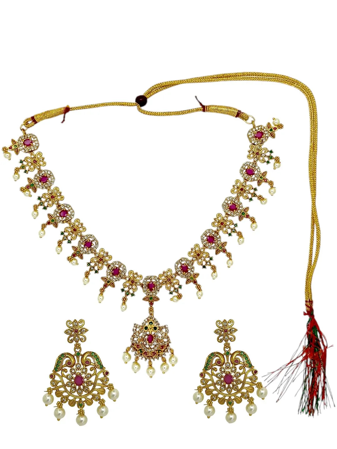 Gold-Plated Meenakaris Jewellery Set