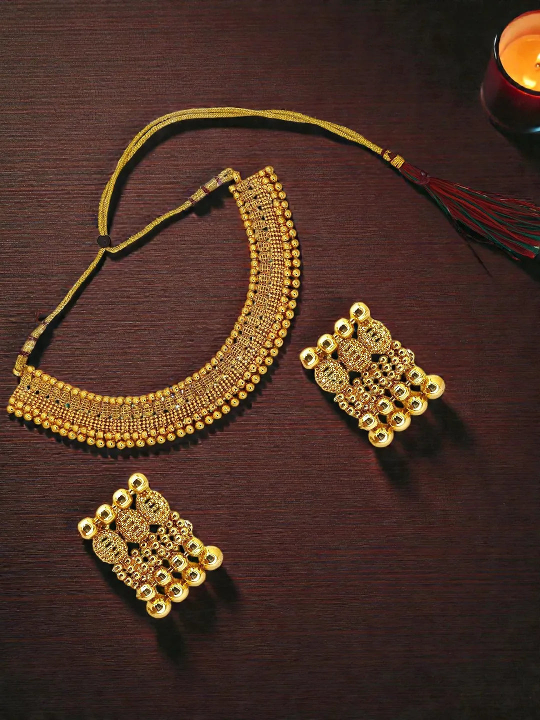 Gold-Plated Necklace and Earrings