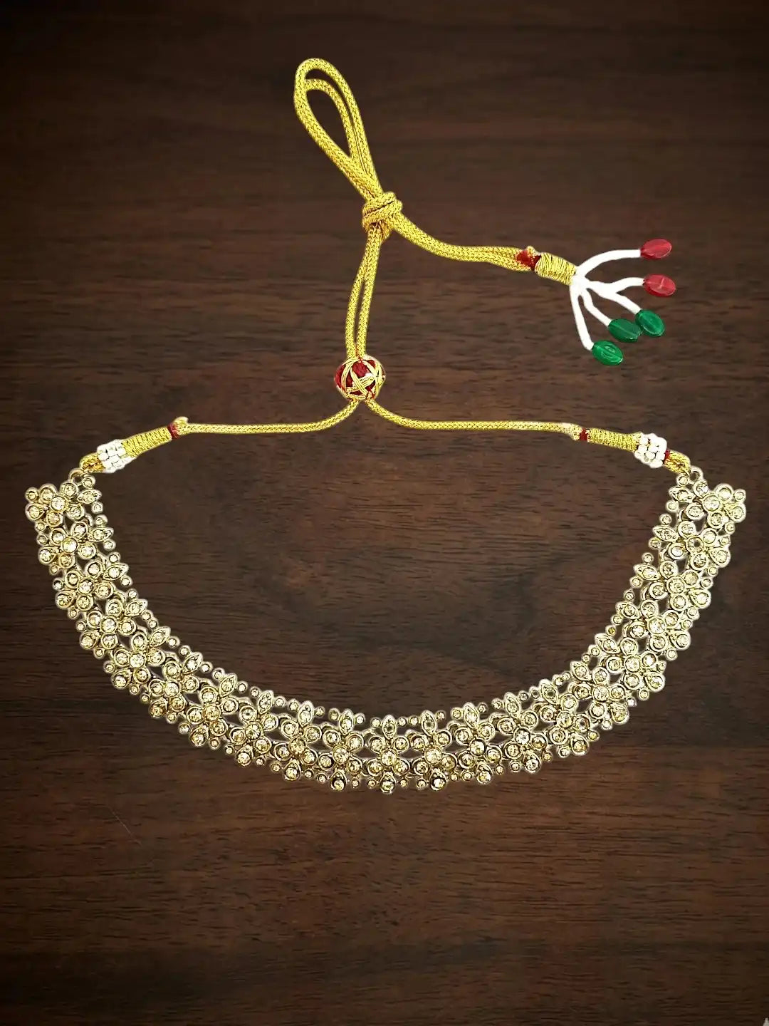 Antique Gold Plated Champagne CZ Necklace Set
