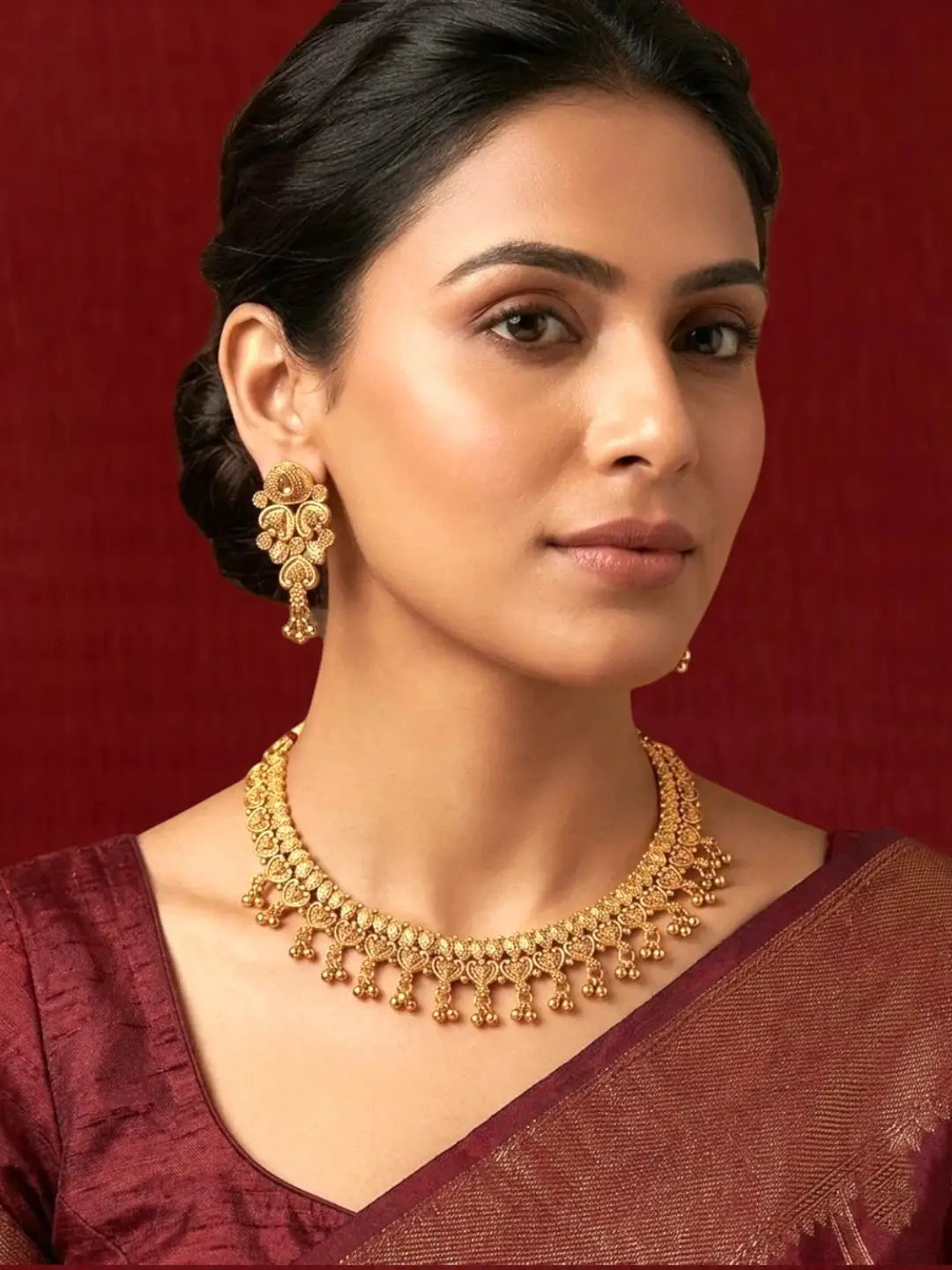 Gold Plated Filigree Necklace Set