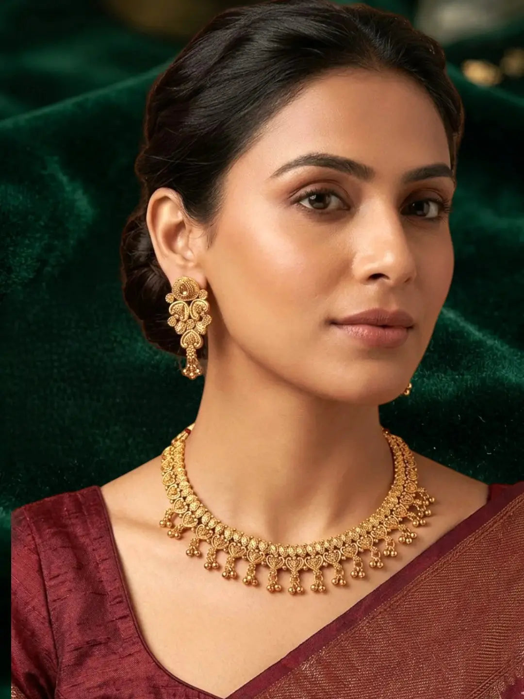 Gold Plated Filigree Necklace Set