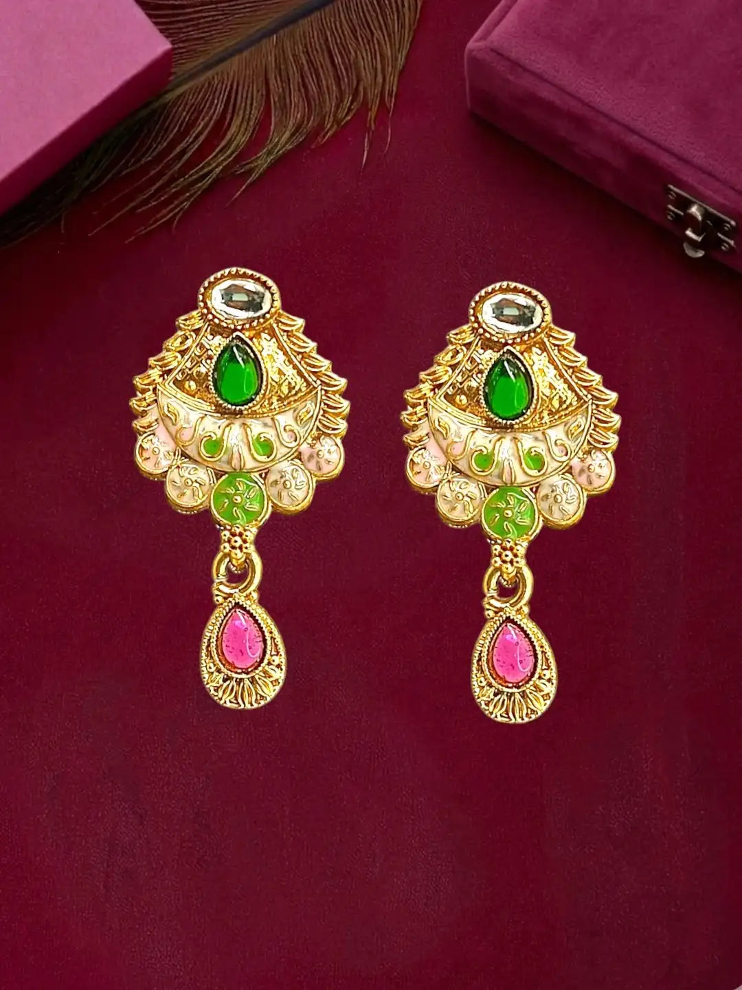 Gold Plated Meenakari Hasli Necklace Set