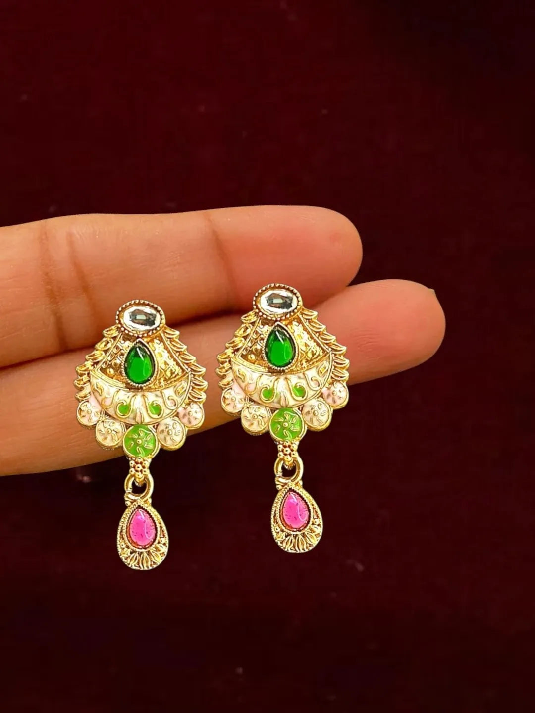 Gold Plated Meenakari Hasli Necklace Set
