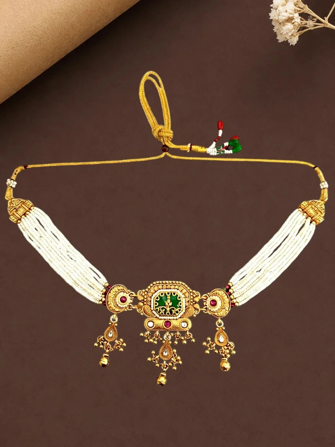 Gold Plated Heritage Jaipuri Choker Set