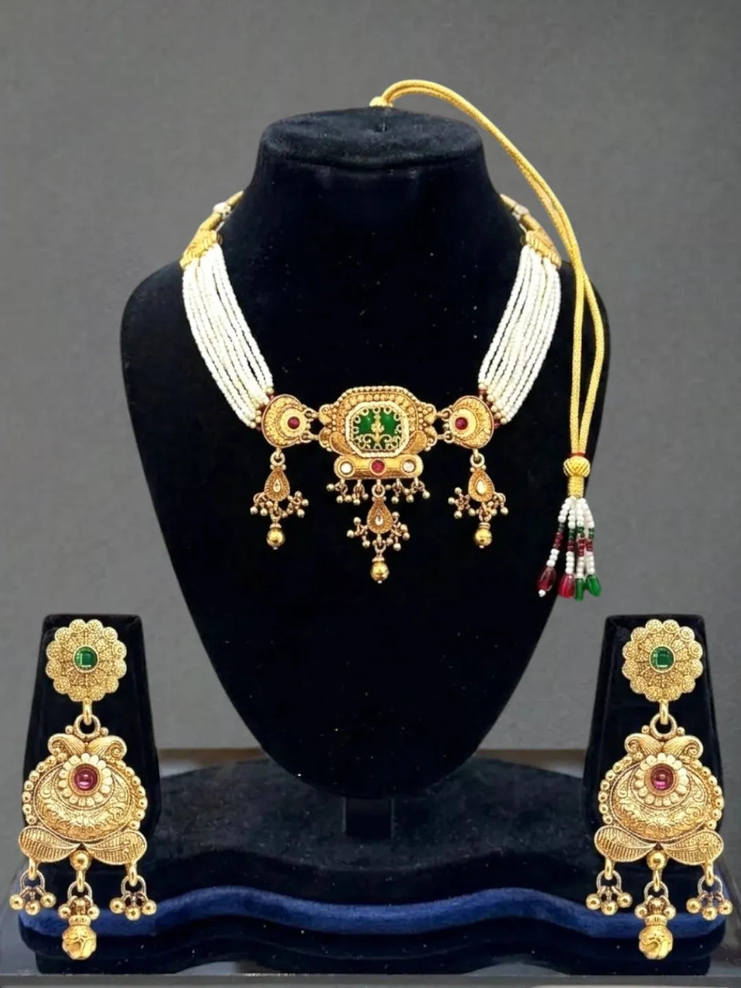 Gold Plated Heritage Jaipuri Choker Set