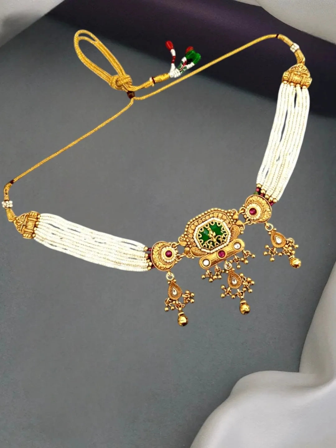 Gold Plated Heritage Jaipuri Choker Set