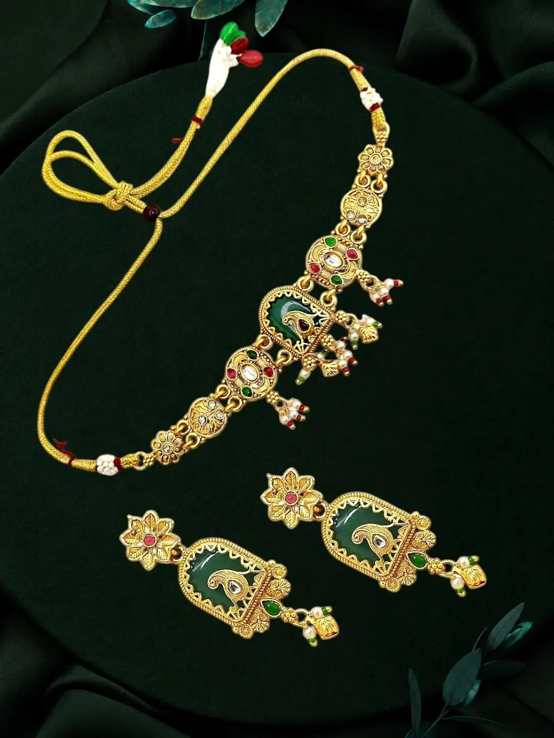 Gold Plated Bird Motif Heritage Choker Set