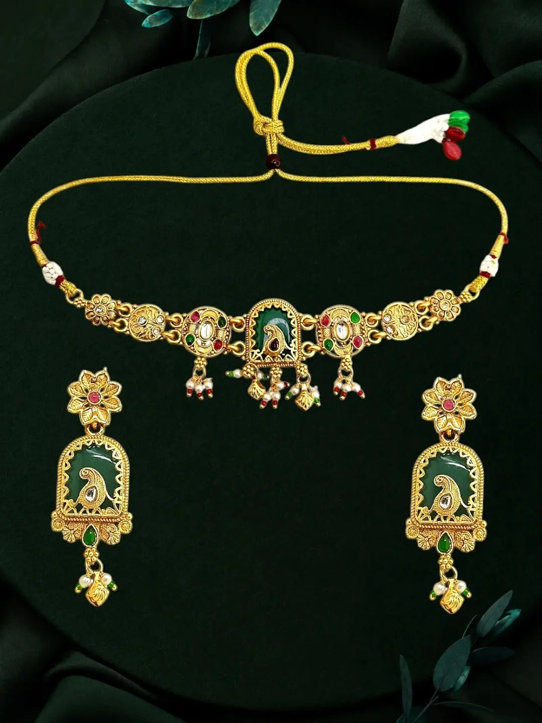 Gold Plated Bird Motif Heritage Choker Set